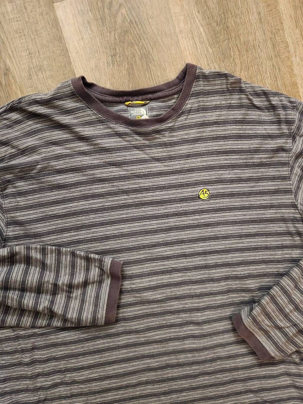 The North Face A5 Series Y2K Striped Longsleeve T-shirt Embroidered Grey Logo